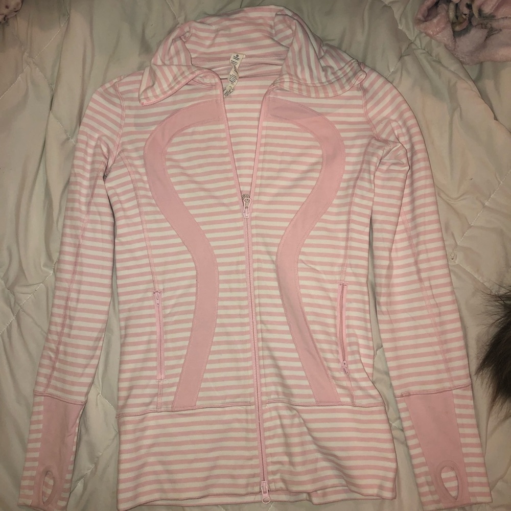 Lululemon pink stripes lycra zip jacket